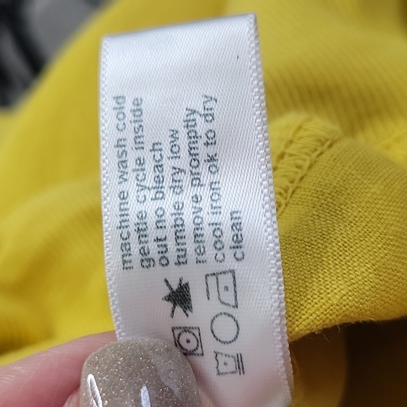 THREE DOTS Yellow Wide-Leg Pants with Pom-Pom Trim Size Small - Picture 9 of 9